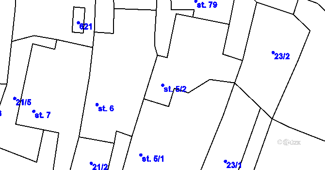 Parcela st. 5/2 v KÚ Heřmaneč, Katastrální mapa