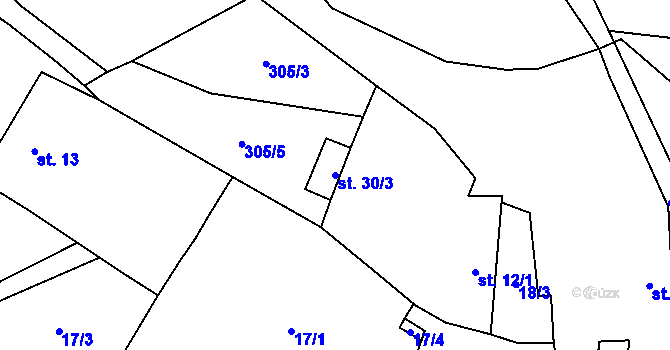 Parcela st. 30/3 v KÚ Heřmaneč, Katastrální mapa