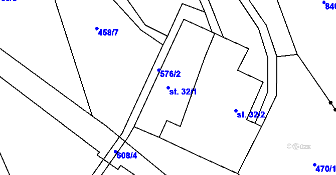 Parcela st. 32/1 v KÚ Heřmaneč, Katastrální mapa
