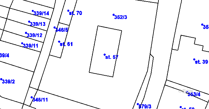 Parcela st. 57 v KÚ Heřmaneč, Katastrální mapa