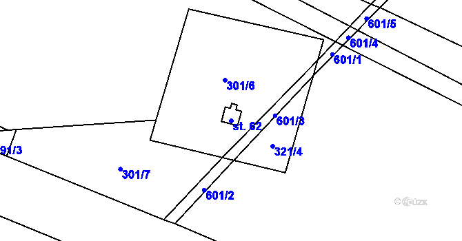 Parcela st. 62 v KÚ Heřmaneč, Katastrální mapa