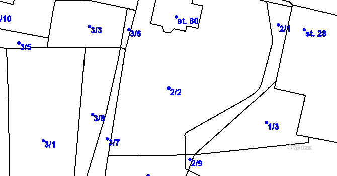 Parcela st. 2/2 v KÚ Heřmaneč, Katastrální mapa