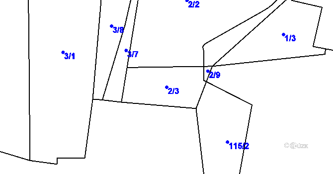Parcela st. 2/3 v KÚ Heřmaneč, Katastrální mapa