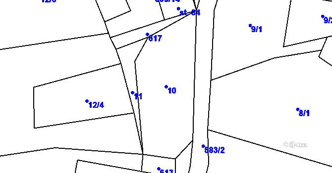 Parcela st. 10 v KÚ Heřmaneč, Katastrální mapa