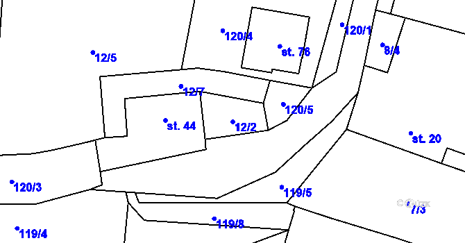 Parcela st. 12/2 v KÚ Heřmaneč, Katastrální mapa