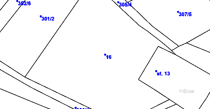 Parcela st. 16 v KÚ Heřmaneč, Katastrální mapa