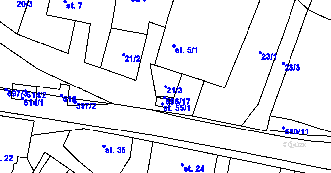 Parcela st. 21/3 v KÚ Heřmaneč, Katastrální mapa