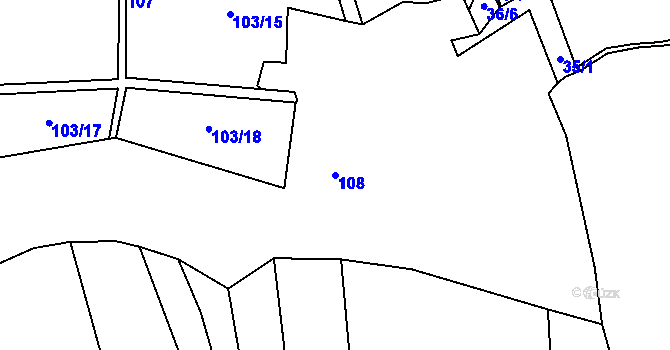 Parcela st. 108 v KÚ Heřmaneč, Katastrální mapa