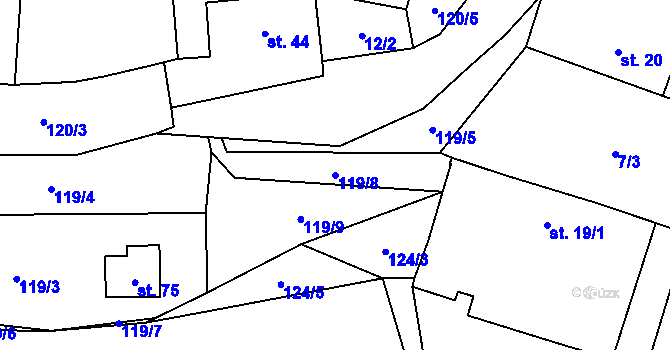 Parcela st. 119/8 v KÚ Heřmaneč, Katastrální mapa