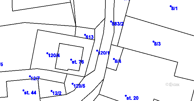 Parcela st. 120/1 v KÚ Heřmaneč, Katastrální mapa