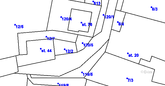 Parcela st. 120/5 v KÚ Heřmaneč, Katastrální mapa