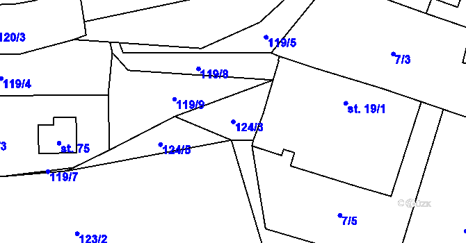 Parcela st. 124/3 v KÚ Heřmaneč, Katastrální mapa