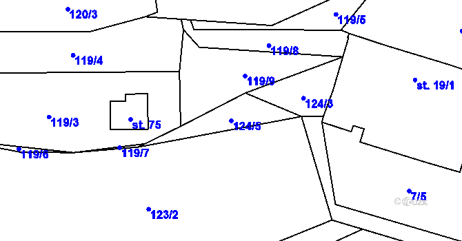 Parcela st. 124/5 v KÚ Heřmaneč, Katastrální mapa