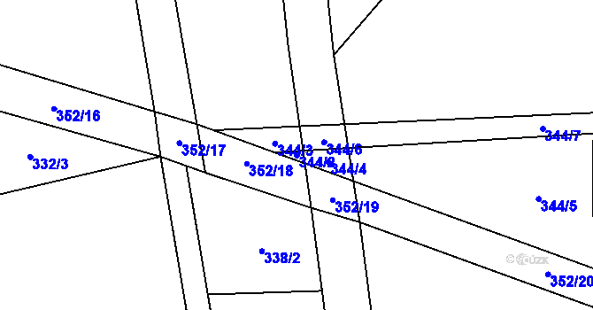 Parcela st. 344/2 v KÚ Heřmaneč, Katastrální mapa