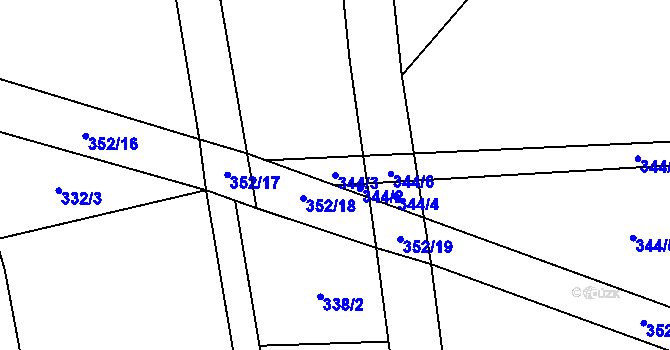 Parcela st. 344/3 v KÚ Heřmaneč, Katastrální mapa