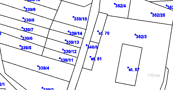 Parcela st. 346/5 v KÚ Heřmaneč, Katastrální mapa