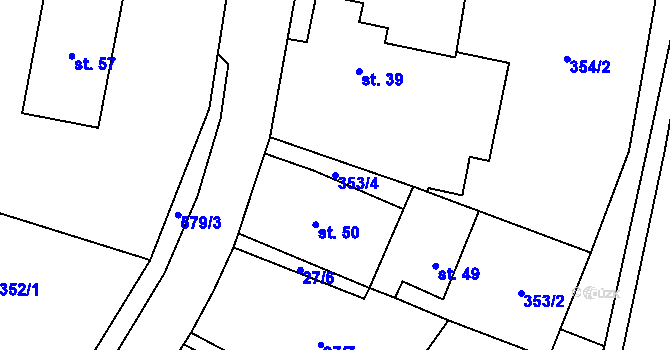 Parcela st. 353/4 v KÚ Heřmaneč, Katastrální mapa