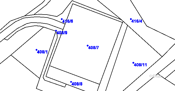 Parcela st. 408/7 v KÚ Heřmaneč, Katastrální mapa