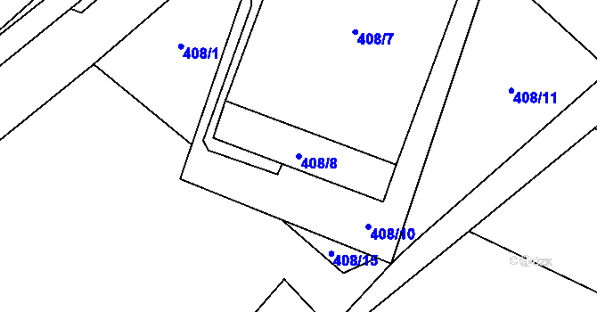 Parcela st. 408/8 v KÚ Heřmaneč, Katastrální mapa