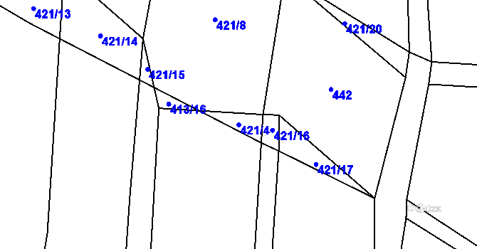Parcela st. 421/4 v KÚ Heřmaneč, Katastrální mapa