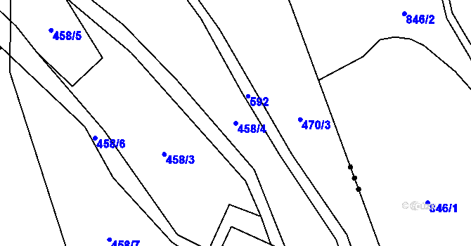 Parcela st. 458/4 v KÚ Heřmaneč, Katastrální mapa
