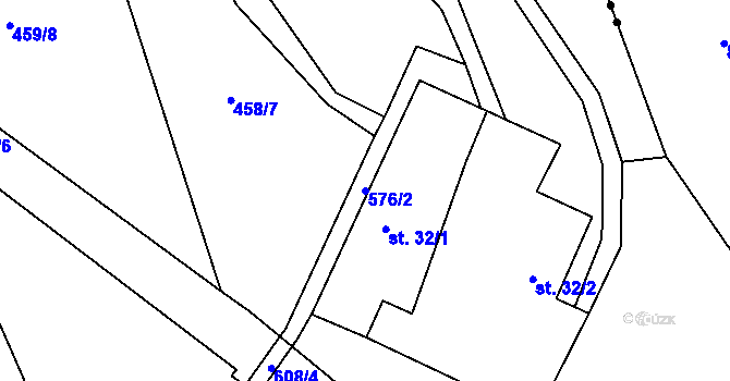 Parcela st. 576/2 v KÚ Heřmaneč, Katastrální mapa