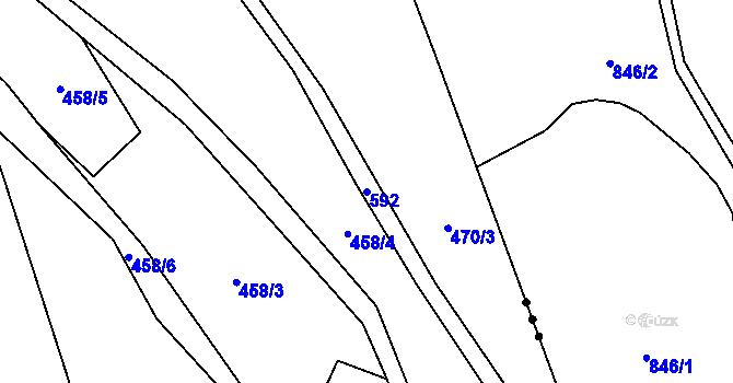 Parcela st. 592 v KÚ Heřmaneč, Katastrální mapa