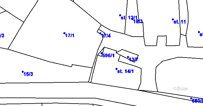 Parcela st. 596/1 v KÚ Heřmaneč, Katastrální mapa