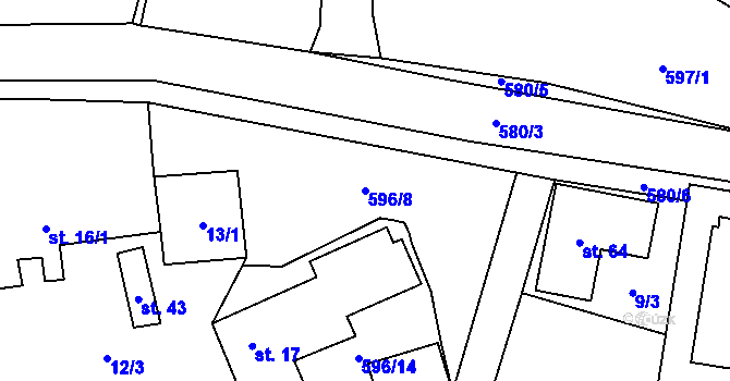 Parcela st. 596/8 v KÚ Heřmaneč, Katastrální mapa