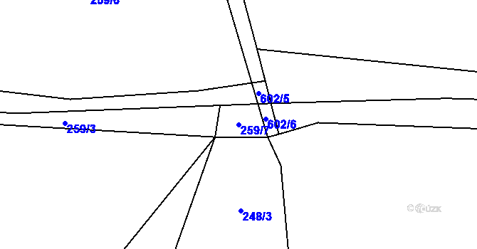 Parcela st. 259/7 v KÚ Heřmaneč, Katastrální mapa