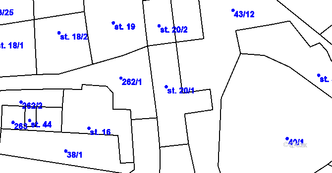 Parcela st. 20/1 v KÚ Maršov u Heřmanče, Katastrální mapa