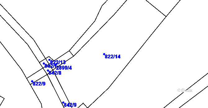 Parcela st. 822/14 v KÚ Heřmanice v Podještědí, Katastrální mapa