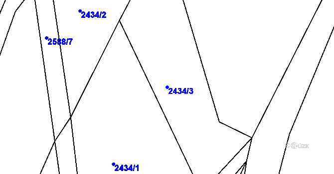 Parcela st. 2434/3 v KÚ Heřmanice v Podještědí, Katastrální mapa