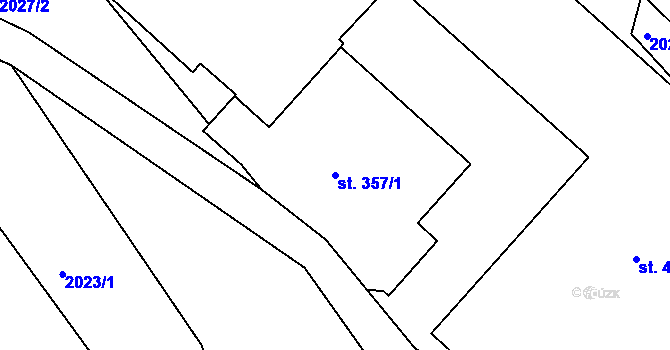 Parcela st. 357/1 v KÚ Heřmanice v Podještědí, Katastrální mapa