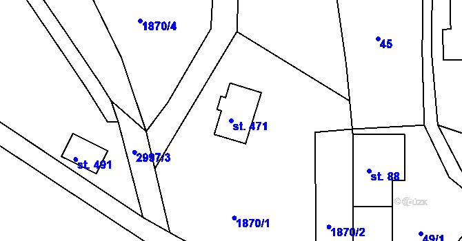 Parcela st. 471 v KÚ Heřmanice v Podještědí, Katastrální mapa