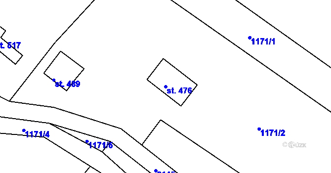 Parcela st. 476 v KÚ Heřmanice v Podještědí, Katastrální mapa