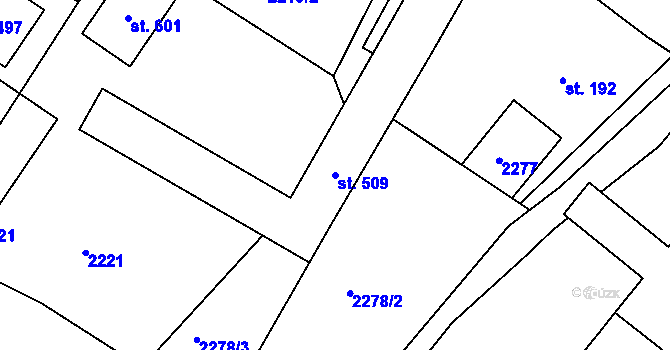 Parcela st. 509 v KÚ Heřmanice v Podještědí, Katastrální mapa