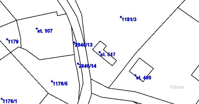 Parcela st. 517 v KÚ Heřmanice v Podještědí, Katastrální mapa