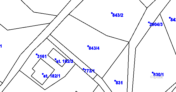 Parcela st. 843/4 v KÚ Heřmanice v Podještědí, Katastrální mapa