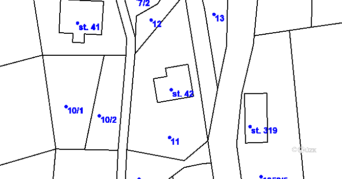 Parcela st. 42 v KÚ Heřmanice v Podještědí, Katastrální mapa