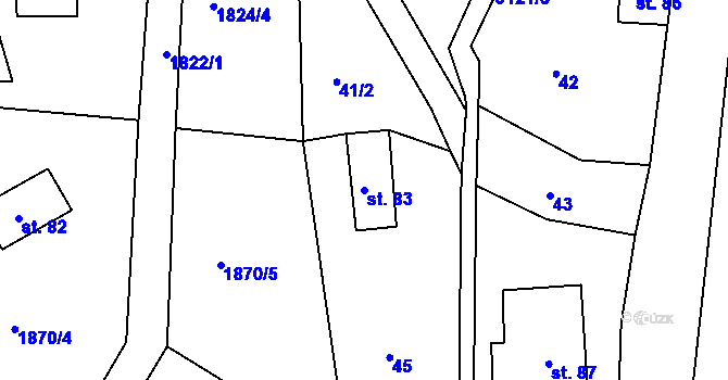 Parcela st. 83 v KÚ Heřmanice v Podještědí, Katastrální mapa