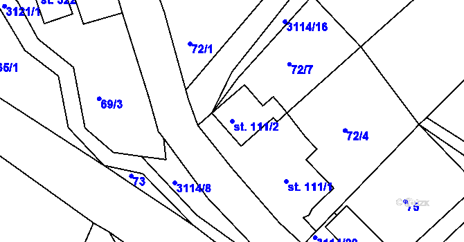 Parcela st. 111/2 v KÚ Heřmanice v Podještědí, Katastrální mapa