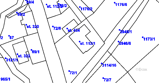 Parcela st. 112/1 v KÚ Heřmanice v Podještědí, Katastrální mapa