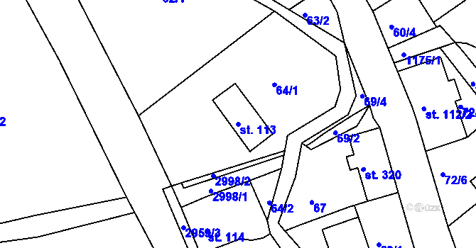 Parcela st. 113 v KÚ Heřmanice v Podještědí, Katastrální mapa