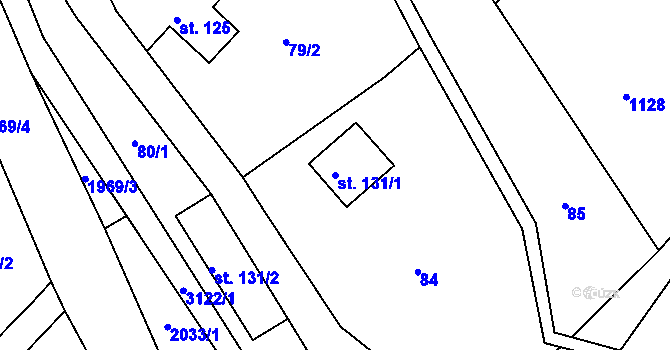 Parcela st. 131/1 v KÚ Heřmanice v Podještědí, Katastrální mapa