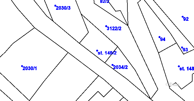 Parcela st. 149/2 v KÚ Heřmanice v Podještědí, Katastrální mapa