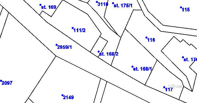 Parcela st. 168/2 v KÚ Heřmanice v Podještědí, Katastrální mapa