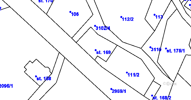 Parcela st. 169 v KÚ Heřmanice v Podještědí, Katastrální mapa