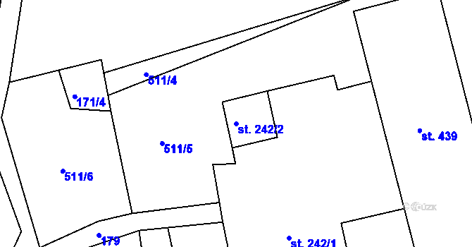 Parcela st. 242/2 v KÚ Heřmanice v Podještědí, Katastrální mapa