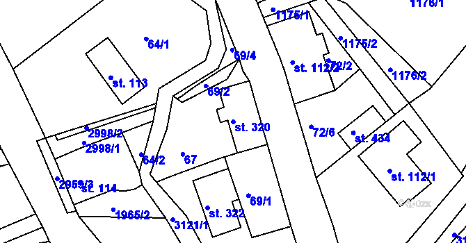 Parcela st. 320 v KÚ Heřmanice v Podještědí, Katastrální mapa